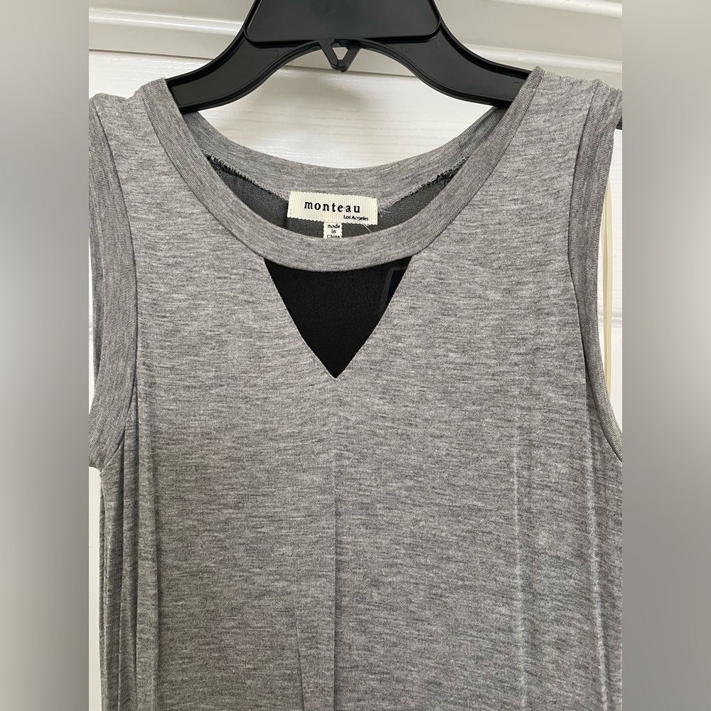 Monteau LA midi grey dress with black mesh inserts size Small NWT ๐Host Pick x2๐ - Picture 2 of 9